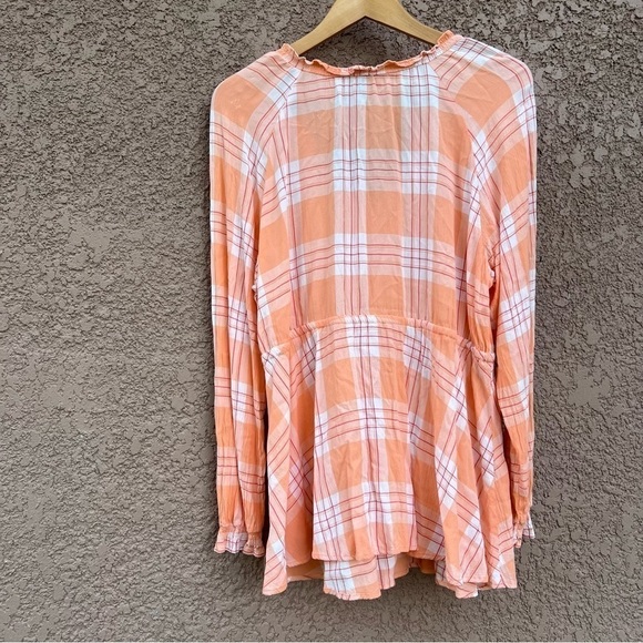 Torrid Rayon Crepe Tie Waist Peasant Blouse Shirt Top Womens Size 1X Plaid - Picture 6 of 14